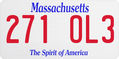 MA license plate 271OL3