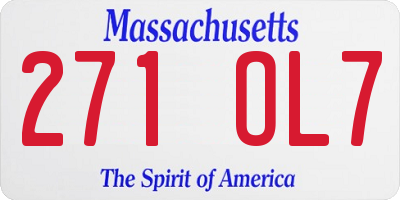 MA license plate 271OL7
