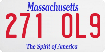 MA license plate 271OL9