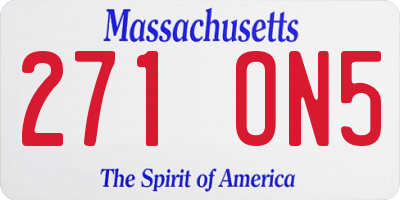 MA license plate 271ON5