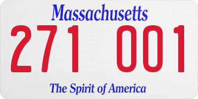 MA license plate 271OO1