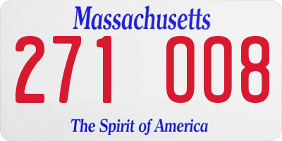 MA license plate 271OO8