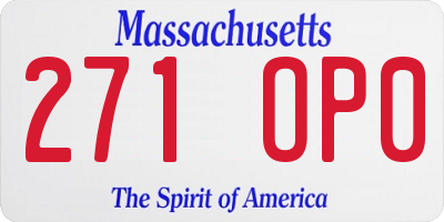 MA license plate 271OP0
