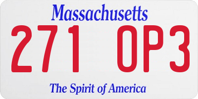 MA license plate 271OP3