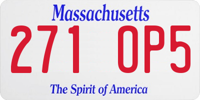 MA license plate 271OP5