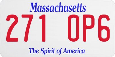 MA license plate 271OP6