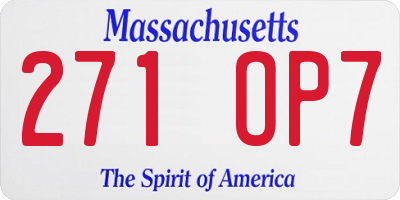 MA license plate 271OP7