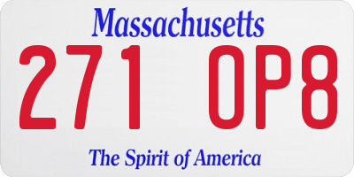 MA license plate 271OP8