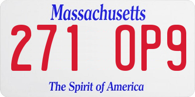 MA license plate 271OP9