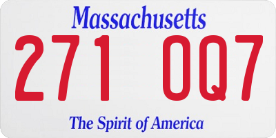 MA license plate 271OQ7