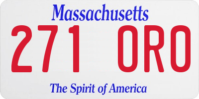 MA license plate 271OR0