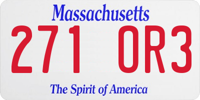 MA license plate 271OR3