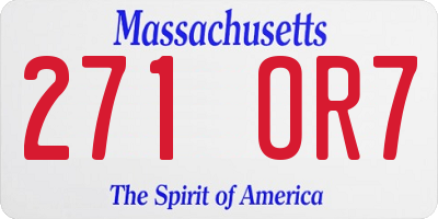 MA license plate 271OR7