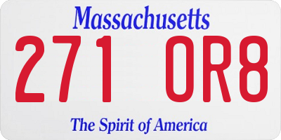 MA license plate 271OR8