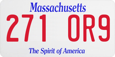 MA license plate 271OR9