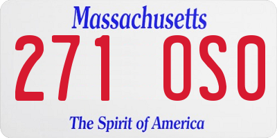 MA license plate 271OS0