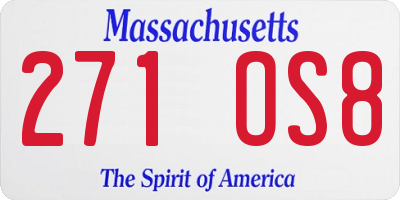 MA license plate 271OS8