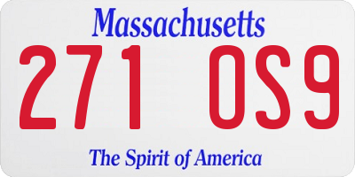 MA license plate 271OS9