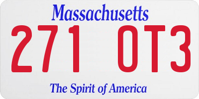 MA license plate 271OT3
