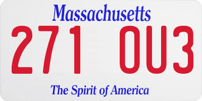 MA license plate 271OU3