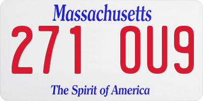 MA license plate 271OU9