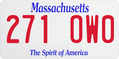 MA license plate 271OW0