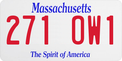 MA license plate 271OW1