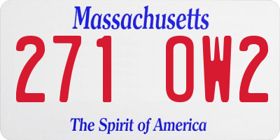 MA license plate 271OW2