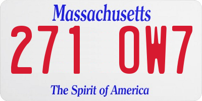 MA license plate 271OW7
