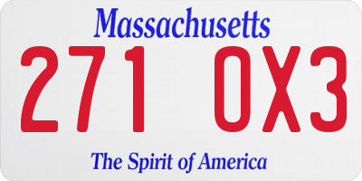 MA license plate 271OX3