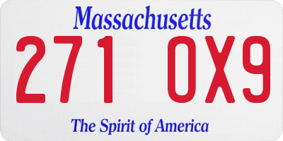 MA license plate 271OX9