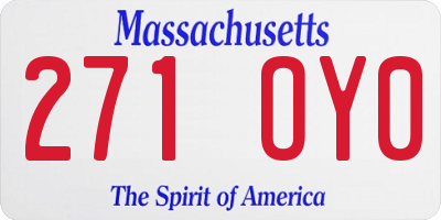 MA license plate 271OY0