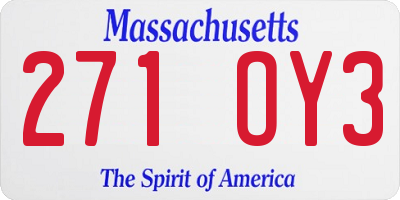 MA license plate 271OY3
