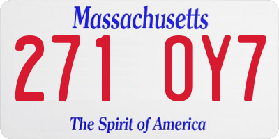 MA license plate 271OY7