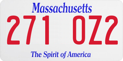 MA license plate 271OZ2