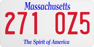 MA license plate 271OZ5