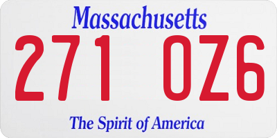 MA license plate 271OZ6