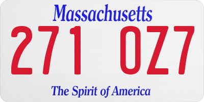 MA license plate 271OZ7