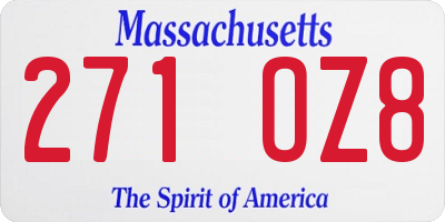MA license plate 271OZ8