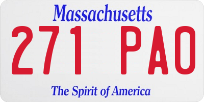MA license plate 271PA0