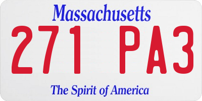 MA license plate 271PA3