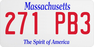 MA license plate 271PB3