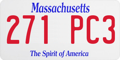MA license plate 271PC3