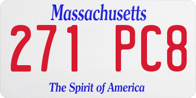 MA license plate 271PC8