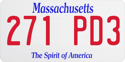 MA license plate 271PD3