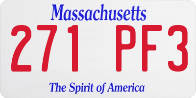 MA license plate 271PF3