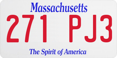 MA license plate 271PJ3