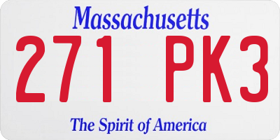 MA license plate 271PK3