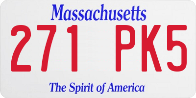 MA license plate 271PK5