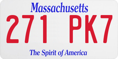 MA license plate 271PK7